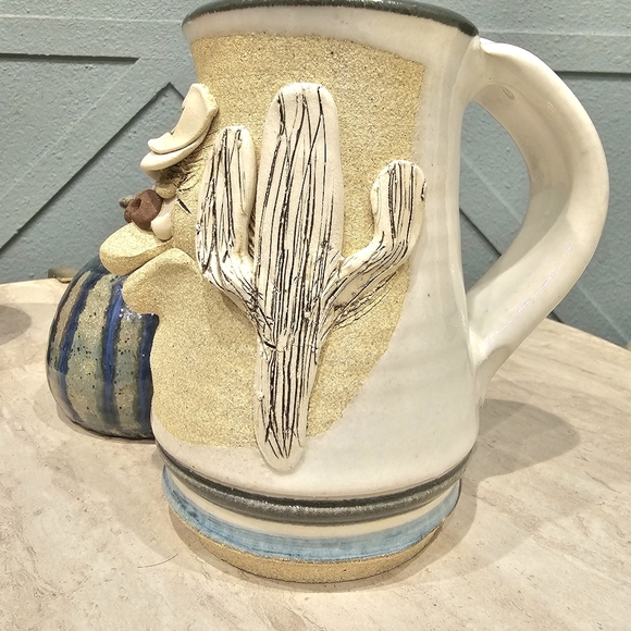 Stoneware Pottery Mug Mahon Folk Art Ugly Face Coffee Mug - Picture 5 of 7